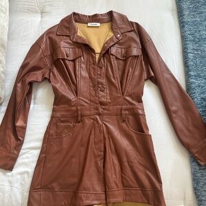 Acne Brown Jumpsuit with Long-Line Style